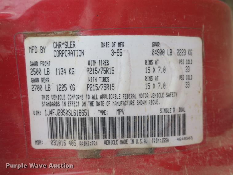 image for item DE3826 1995 Jeep Cherokee SUV