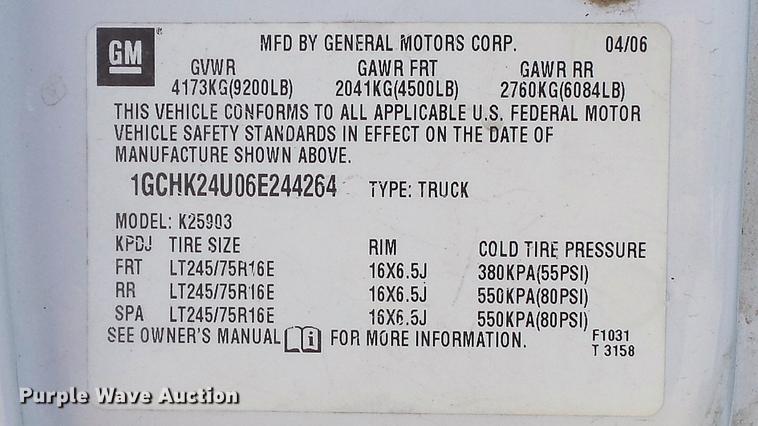 image for item DE4853 2006 Chevrolet Silverado 2500HD pickup truck