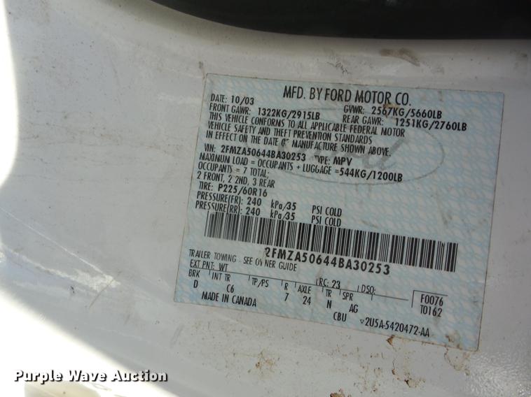 image for item EI9962 2004 Ford Freestar van