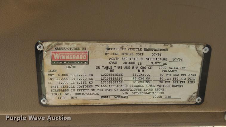 image for item FO9176 1997 Winnebago Vectra Grand Tour RV