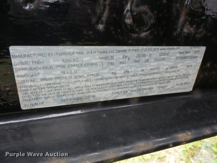 image for item FT9919 2013 H&H Trailers dump trailer