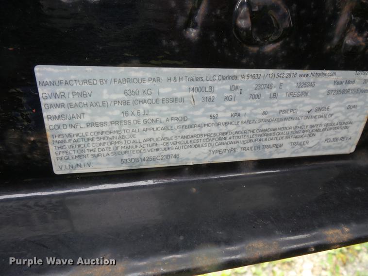 image for item FT9919 2013 H&H Trailers dump trailer