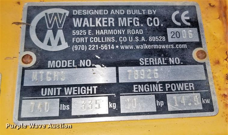 image for item G1335 2006 Walker MTGHS ZTR lawn mower