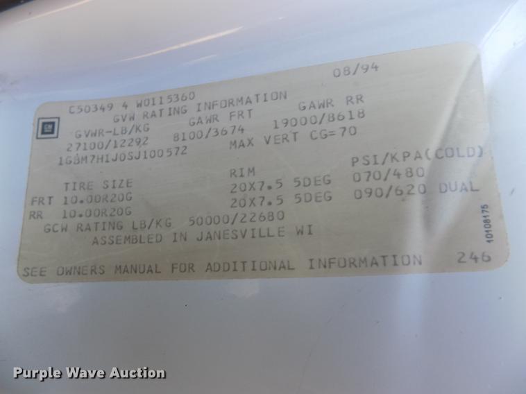 image for item DB9107 1995 Chevrolet Kodiak C6500 bucket truck