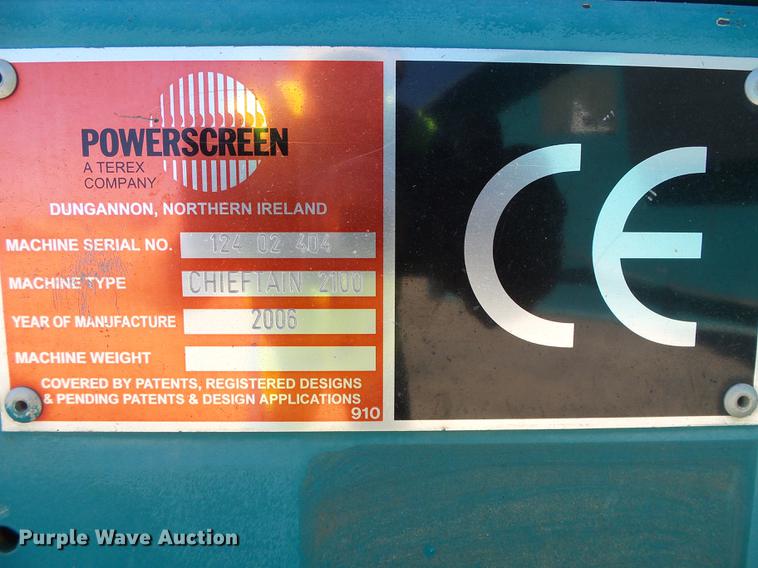 image for item DD5909 2006 Powerscreen Chieftain 2100 screening plant