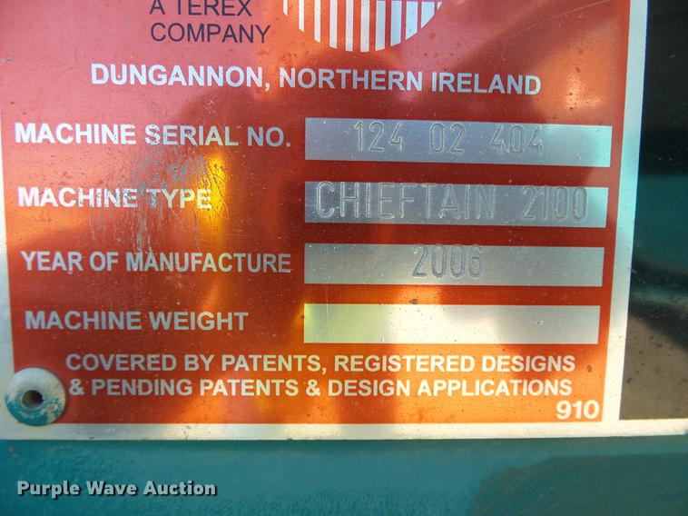 image for item DD5909 2006 Powerscreen Chieftain 2100 screening plant