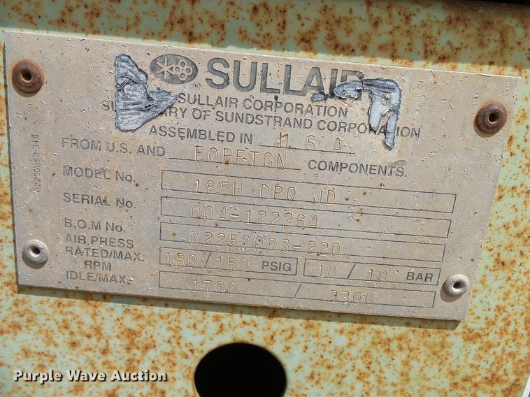 image for item DD5933 Sullair 185H air compressor