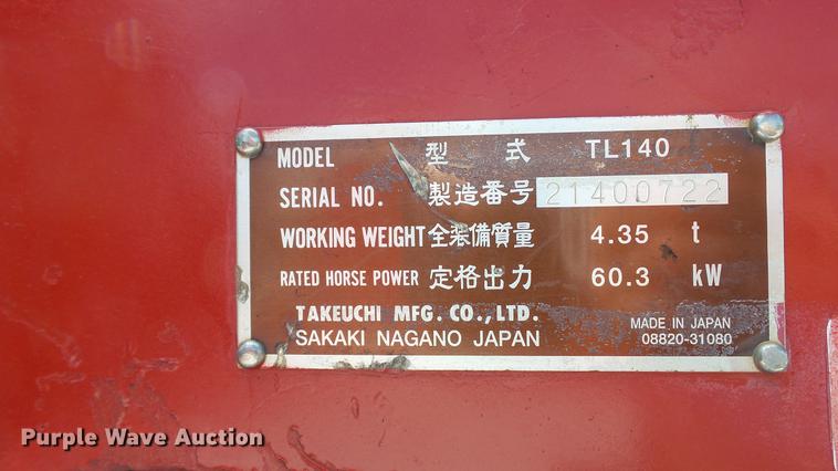 image for item DD7402 2004 Takeuchi TL140 skid steer
