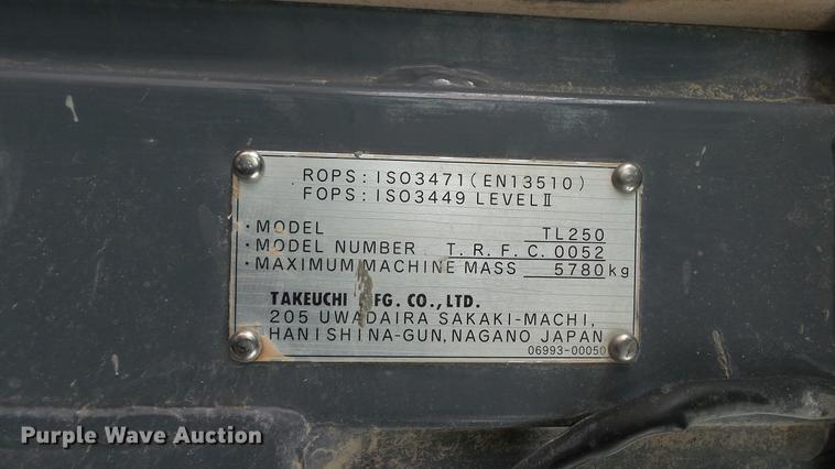 image for item DD7403 2011 Takeuchi TL250 skid steer