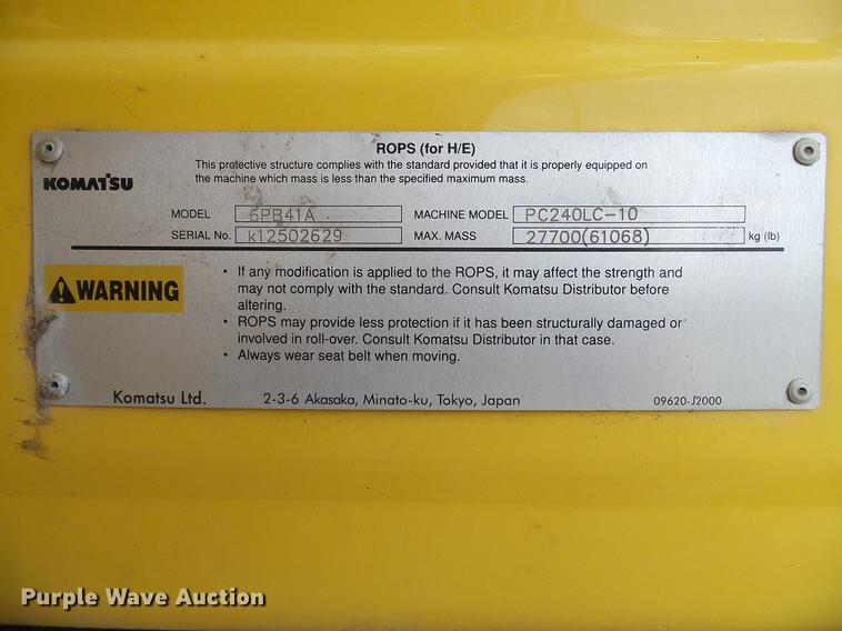 image for item DD8295 2013 Komatsu PC240LC-10 excavator