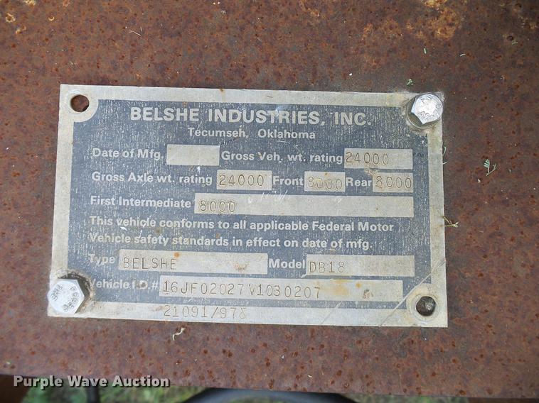 image for item DD8301 1997 Belshe DB18 equipment trailer