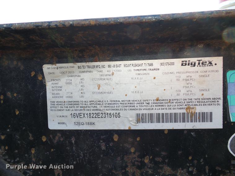 image for item DD8311 2014 Big Tex 12EQ utility trailer