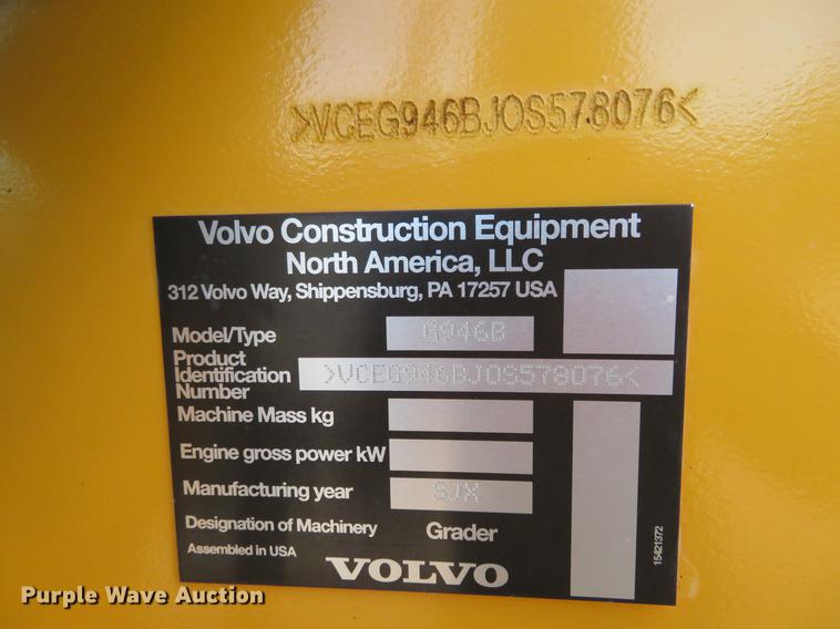 image for item DE6410 2014 Volvo G946B motor grader