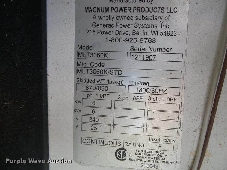 image for item DF2770 Magnum MLT3060K light plant