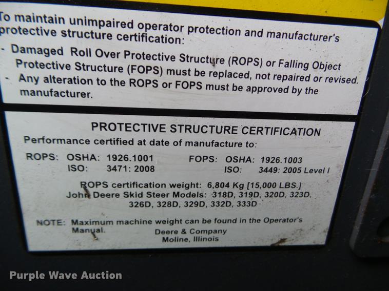 image for item DZ9434 2011 John Deere 328D skid steer