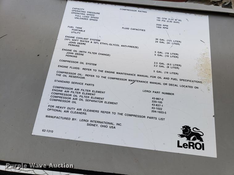 image for item EF9855 Leroi Q185DJE air compressor