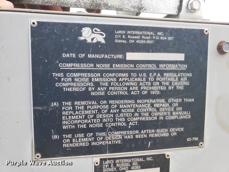 image for item EF9855 Leroi Q185DJE air compressor