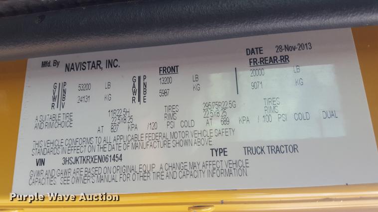 image for item EI9662 2014 Caterpillar CT660 semi truck