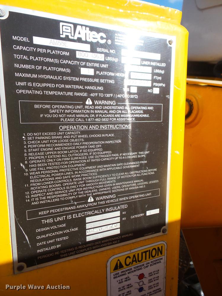 image for item EI9948 Altec utility bed