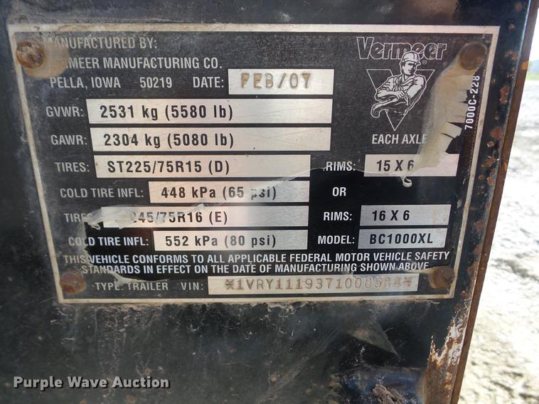 image for item EI9966 2007 Vermeer BC1000XL chipper