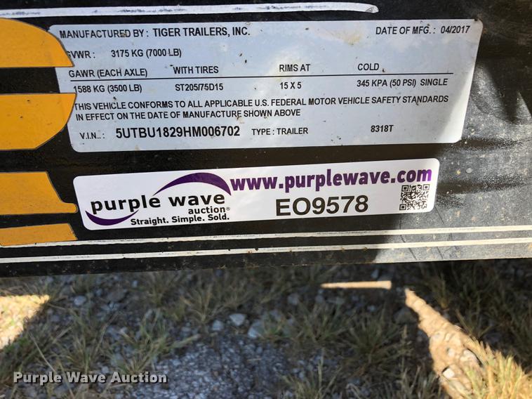 image for item EO9578 2017 Tiger utility trailer