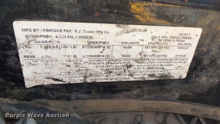 image for item FO9188 2012 PJ utility trailer