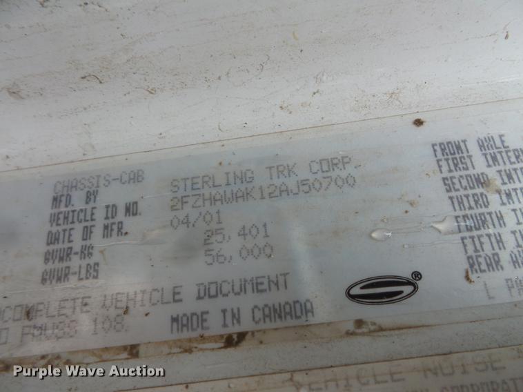 image for item FT9913 2002 Sterling L-Line dump truck