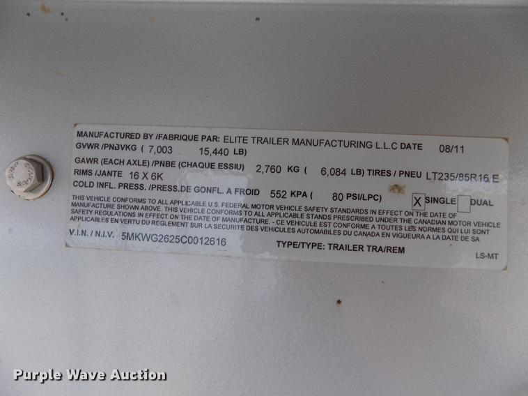 image for item DB9094 2012 Elite livestock trailer