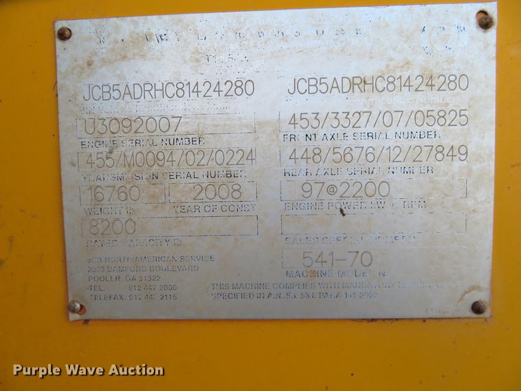 image for item DE6493 2008 JCB 541-70 Agri Xtra telehandler