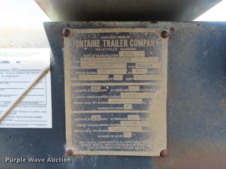 image for item DF1265 1991 Fontaine drop deck equipment trailer