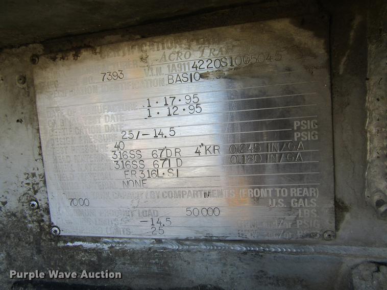 image for item DF3863 1995 Acro tank trailer