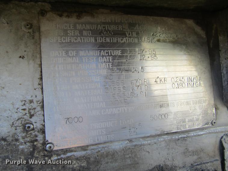 image for item DF3863 1995 Acro tank trailer