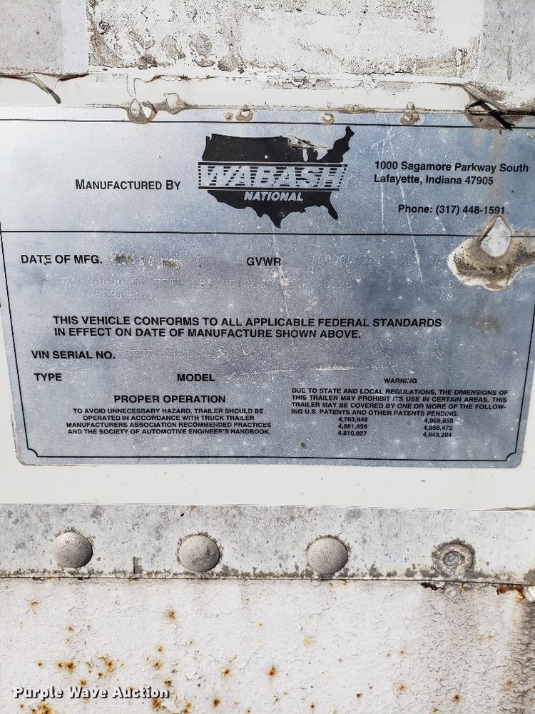 image for item G1359 1995 Wabash dry van trailer