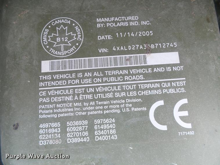 image for item BU9747 2006 Polaris Hawkeye ATV