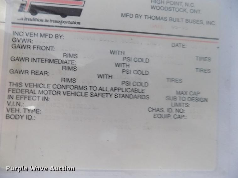 image for item DB9070 1995 Thomas Built Saf-T-Liner MVP EF school bus