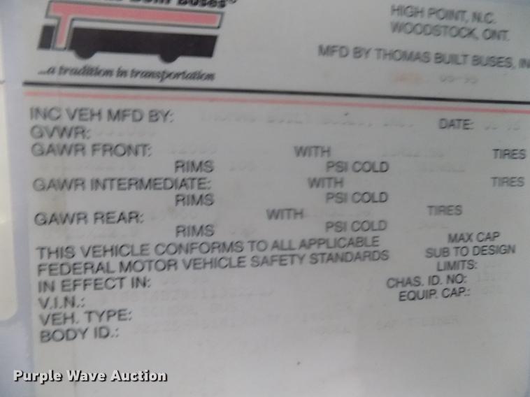 image for item DB9070 1995 Thomas Built Saf-T-Liner MVP EF school bus