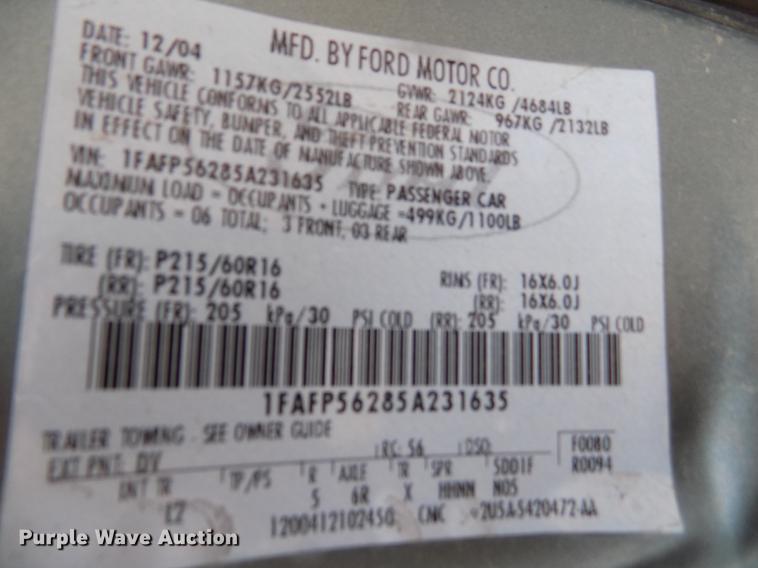 image for item DB9098 2005 Ford Taurus SEL