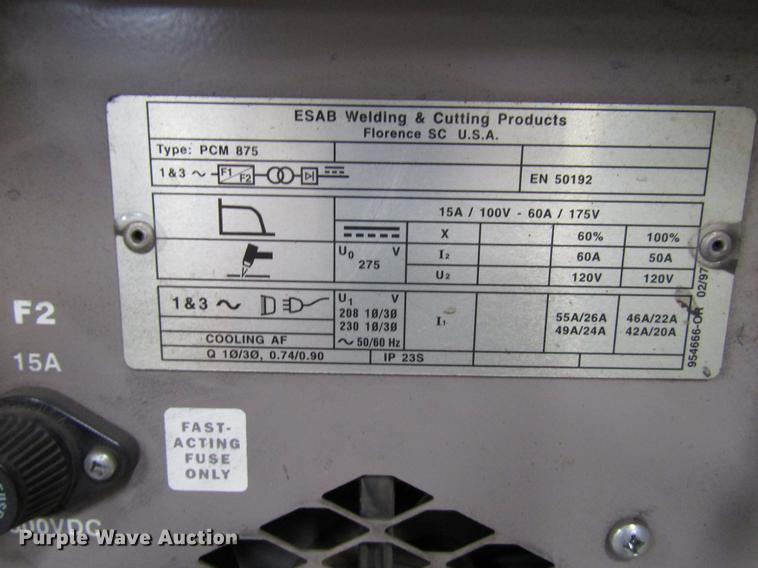 image for item DD3698 Esab PCM-875 plasma cutter