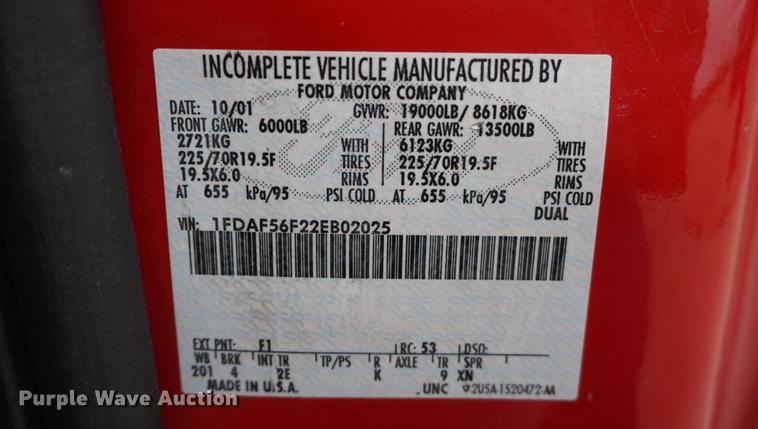 image for item DD6622 2002 Ford F550 Super Duty fire truck