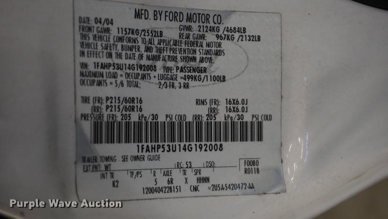 image for item DD6628 2004 Ford Taurus