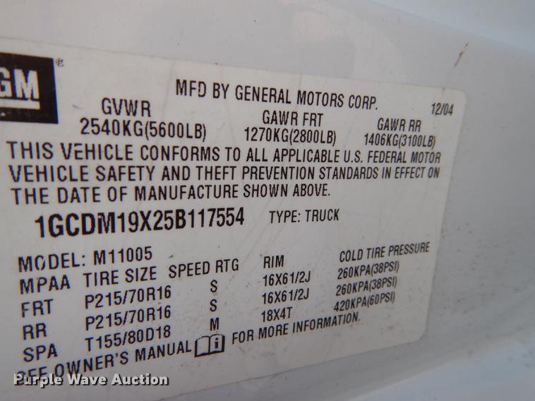 image for item DF1859 2005 Chevrolet Astro van