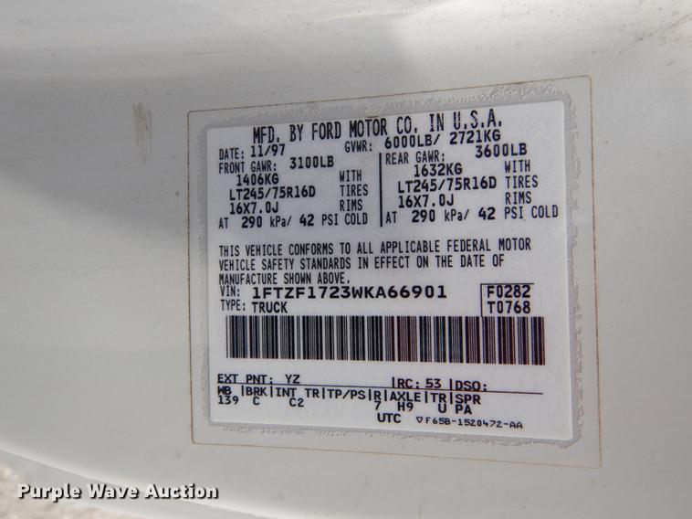 image for item DF1869 1998 Ford F150 pickup truck