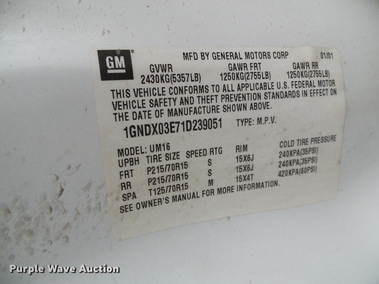 image for item DF2791 2001 Chevrolet Venture LS Extended van