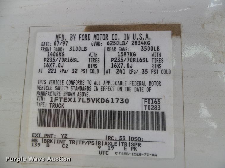 image for item DF2794 1997 Ford F150 XL SuperCab pickup truck