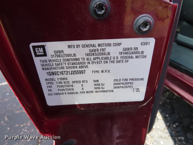 image for item DN9242 2001 Chevrolet Suburban 1500 SUV