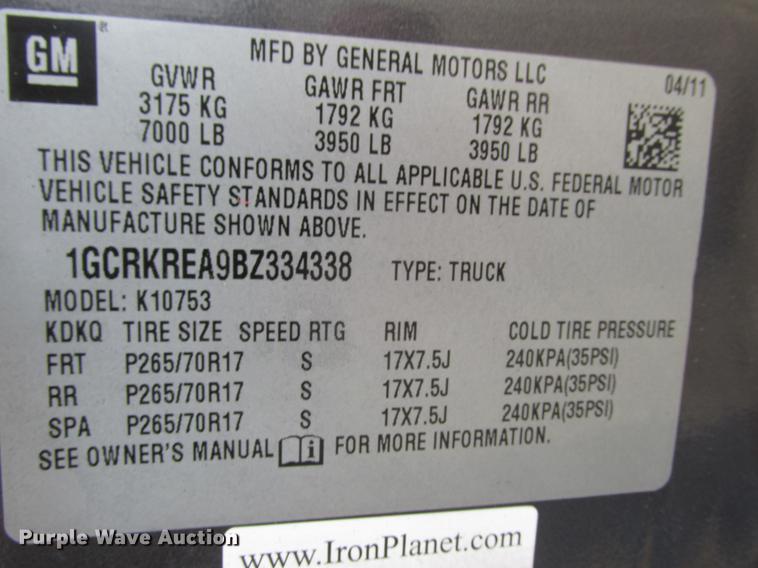 image for item DA8296 2011 Chevrolet Silverado 1500 Ext. Cab pickup truck