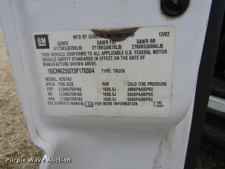 image for item DD4346 2003 Chevrolet Silverado 2500HD Crew Cab pickup truck