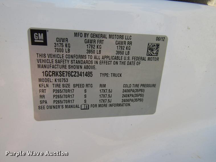 image for item DD4393 2012 Chevrolet Silverado 1500 Ext. Cab pickup truck