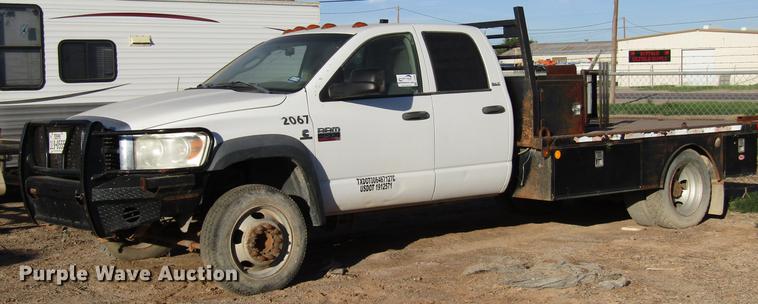 image for item DD4397 2008 Dodge Ram 4500 Quad Cab flatbed truck