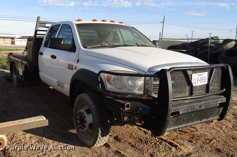 image for item DD4397 2008 Dodge Ram 4500 Quad Cab flatbed truck